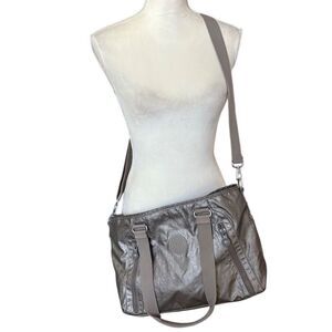 Kipling Angela Metallic Pewter Crossbody Handbag Adjustable Strap